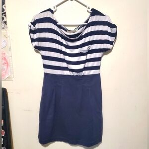 Blue and white mini dress